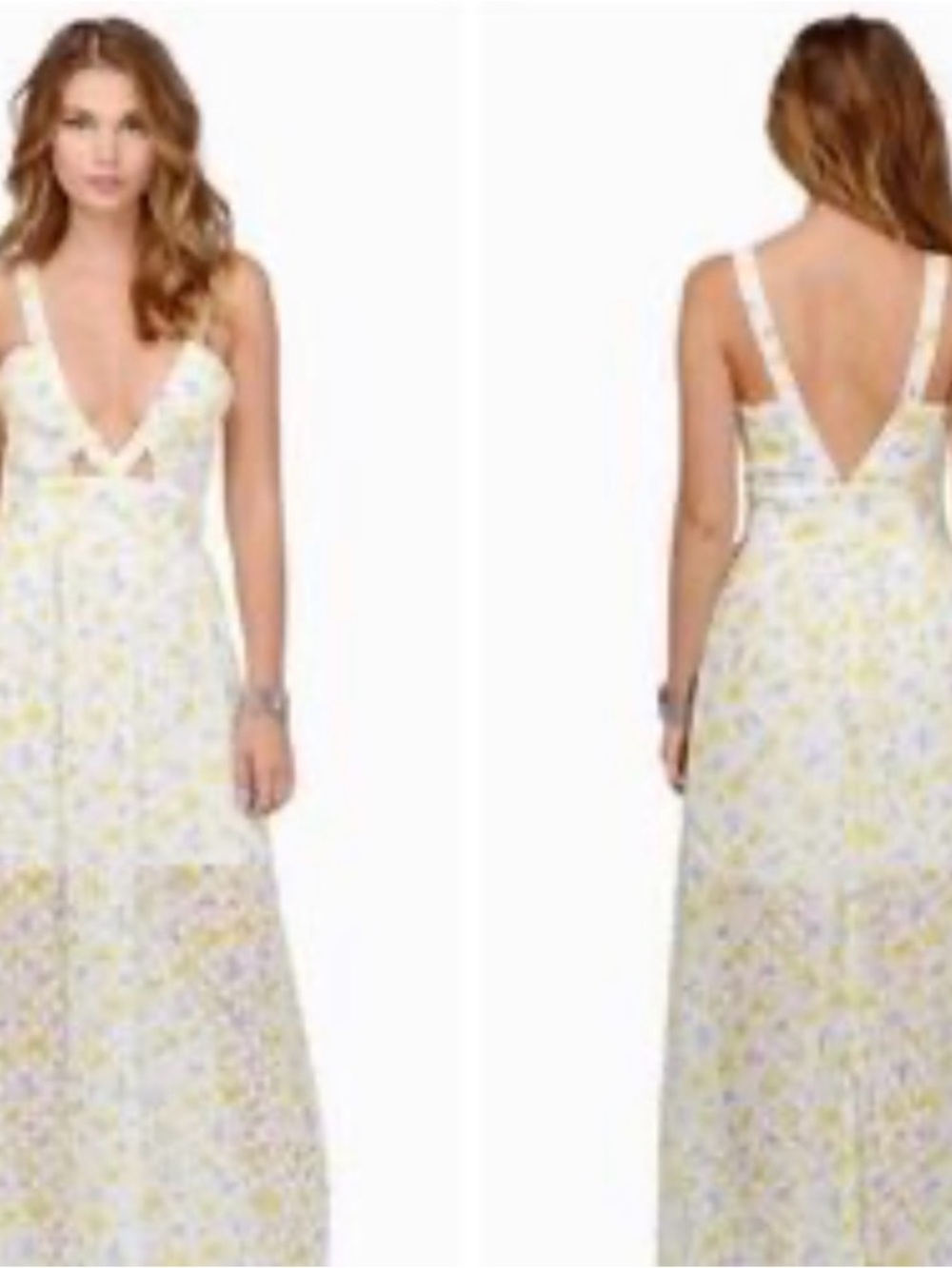 Tobi *Never Worn* White Floral V-Neck Maxi Dress (S)
